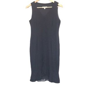 Sunny Choi Black Sleeveless Ruffle Hem Midi Stretchy Dress Small